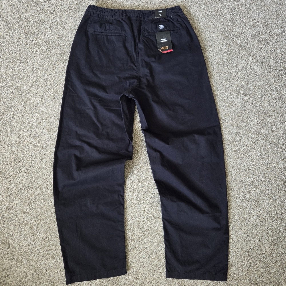 Vans Range Baggy Tapered Pants BLACK‎ Elastic Waist Size Small (30x30) NWT
